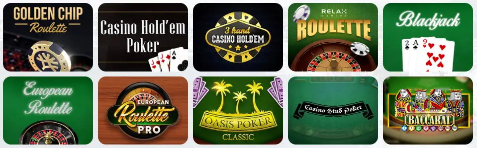 Jeux de table au Kinbet Casino